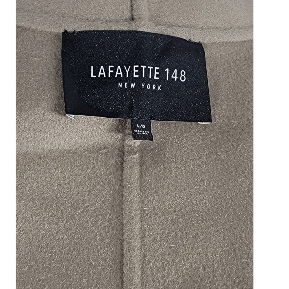 Lafayette 148 NY 100% Cashmere Taupe Long Vest with Monili Detail, Womens Size L - Picture 8 of 11
